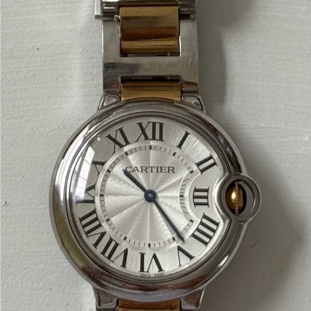 Ballon Bleu Silver and Gold Watch with Sapphire Crown -stunning